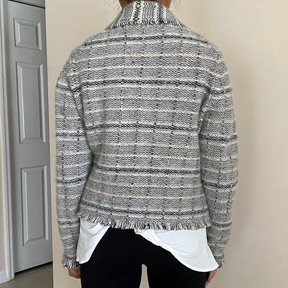 BANANA REPUBLIC Women's Angora & Wool Blend Grey Beige Tan Cardigan Size L - Picture 11 of 11